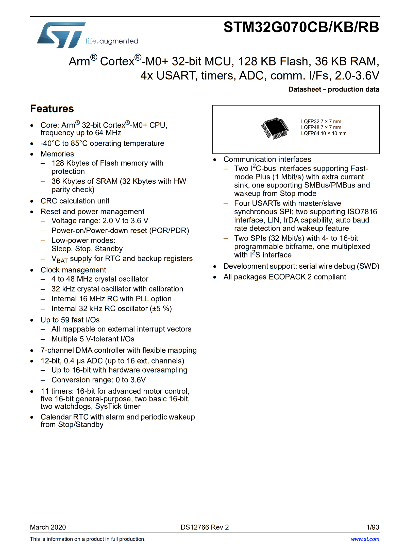 STM32G070CBT6-LQFP48 